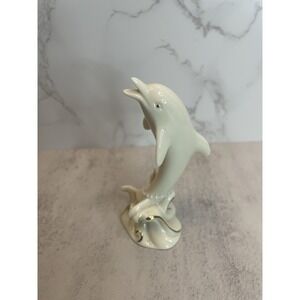 Lenox Dolphin Figurine, 24K Gold Trim, Handcrafted, Small 4" EUC